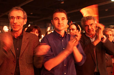 Daniel Bensaid (left) with Olivier Besancenot and Alain Krivine