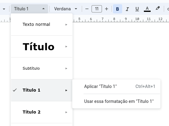 Captura de tela do Google Docs